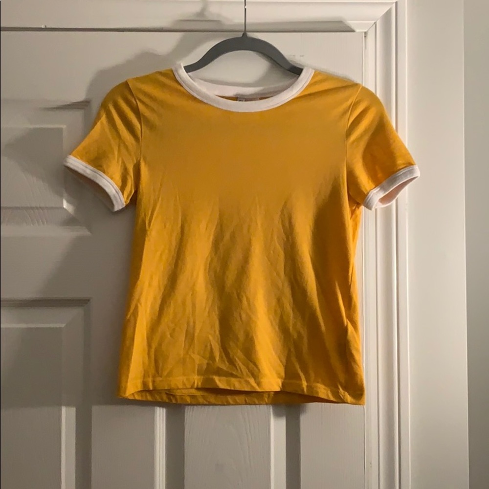 short sleeve trendy yellow shirt